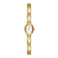 Elegante reloj de pulsera dorado con inserciones de nácar blanco natural - Oro Blanco Piedra de Luna Blanco