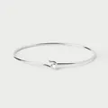Bracelet jonc minimaliste en argent 925 orné d'un petit cristal très scintillant - Argent 925 / Or blanc