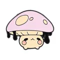 Cute anthropomorphic mushroom enamel pin with pink cap and black dripping effect for backpacks - Pink Drip Enamel Anthropomorphic Mushroom Style (QHXZ6506) / Pink