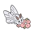 Lindo broche de esmalte de polilla caniche blanca con flor rosa para bolsos y ropa - Estilo de Flor Rosa (QHXZ6226)