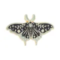 Elegant vintage celestial moth enamel brooch with intricate moon and star patterns - Black Green Mysterious Moth Style (QHXZ6669)