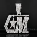 Bling hiphop stijl CM initialen hanger met sterontwerp bezet met heldere witte strass - Alleen Hanger (Zonder Ketting) / Zilver
