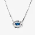 Elegant S925 sterling silver necklace featuring oval blue sapphire pendant and pavé stones - Oval Halo Style (Style A) / 925 Silver / Silver