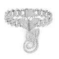 Silberne Panzerkette Fußkette mit Strass-Schmetterling und Buchstaben-Anhänger S - Buchstabe S Stil / Silber