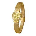 Elegante reloj dorado para mujer con correa de malla de espiga de Bee Sister FA1807 - Champán dorado