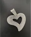 Hip-Hop Iced-Out Herzanhänger aus Silber mit funkelndem Strassbesatz für Schmuck - Nur Anhänger (Ohne Kette) / Silber