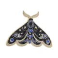 Vintage mysterious celestial moth enamel pin with moon phases and floral details - Blue Black Moon Phase Moth Style (QHXZ6670)