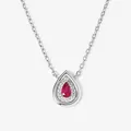 Elegant S925 sterling silver teardrop necklace with a vibrant pear-cut red gemstone - Water Drop Halo Style (Style B) / 925 Silver / Silver