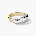 Minimalist S925 sterling silver two-tone polished ring in gold and silver finish - US Size 6 / Gold and Silver Two-tone