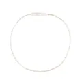 Close-up of white twisted hang tag string with secure plastic snap fastener - 20cm Length with Plastic Buckle / White