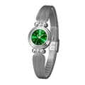 Elegante reloj BS Bee Sister con correa de malla plateada y esfera verde para mujer - Plateado Verde