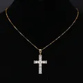 Vergoldete Halskette im Hip-Hop-Stil mit großem Kreuzanhänger aus quadratischen Kristallen - 083 Kreuz (Silber) Mit Schlangenkette / 50cm