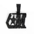 Hiphop CM-letter hanger met ster ontwerp volledig geplaveid met zwarte strass steentjes - Alleen Hanger (Zonder Ketting) / Zwart