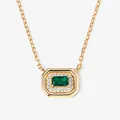 Elegant gold necklace with a rectangular emerald green gemstone halo pendant - Rectangle Halo Style (Style C) / 925 Silver / Gold
