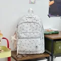 Grey star pattern school backpack for teenage girls with large capacity - With Pendant / Light Gray