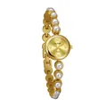 Bee Sister elegante goldene Quarzuhr mit Perlenarmband für Damen im luxuriösen Stil - Altgold