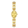 Reloj vintage dorado de mujer con elegante brazalete de perlas y esfera dorada de lujo - Oro antiguo
