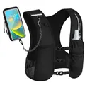 Detail view of breathable running vest with phone pouch and water bottle pocket. - 43x41x5cm / Black