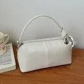 Elegant white vintage pillow handbag for women featuring unique silver metal knot handle - White