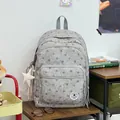 Grey high-capacity school backpack for girls with star pattern and star charm - With Pendant / Dark Gray