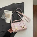 Vintage pink polka dot small crossbody bag with gold hardware and top handle - No Pendant / Pink
