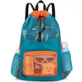Zaino con coulisse in rete impermeabile multifunzionale per nuoto e sport outdoor - Verde