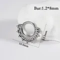 Anello clicker in acciaio argento con zirconi bianchi, barra 1,2x8mm per piercing - Stile a Griffe Rotondo (NO-1) / 1.2*8mm / Argento