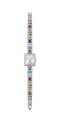 Elegante Bee Sister Quarzuhr mit einem farbenfrohen Regenbogen Edelstein Armband. - Klassisches Silber