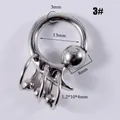 Large stainless steel captive bead ring with triple mini ring charms, size 3mm to 13mm. - Captive Bead Ring (3#) / 3mm / Steel