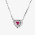 S925 sterling silver necklace featuring a sparkling red heart-shaped gemstone pendant. - Heart Halo Style (Style D) / 925 Silver / Silver