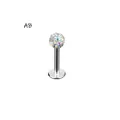 High-quality G23 titanium labret stud featuring an iridescent AB crystal ball top 16G - 1.2*6*3mm / AB Zircon