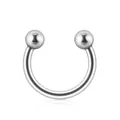 Sleek stainless steel horseshoe piercing ring with internal threading for ear and lip - Horseshoe Ring-1.2*8*3mm / As Shown / Silver