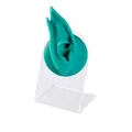 Turquoise silicone elf ear model on clear acrylic display stand for jewelry - Model + Display Stand / Dark Green - Right Ear