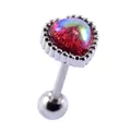 Rainbow red heart helix piercing stud with stainless steel bar and screw back - 20G Thin Needle (0.8*6*3mm) / Iridescent Red Heart (1#)