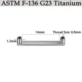 G23 titanium alloy skin implant dermal anchor base with 14mm length and internal thread - Surface Flat Bar (CG58SQ) / 5 Pcs/Pack (1.2*14mm-Thread 0.9mm)
