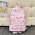 Stylish pink school backpack with repeat star pattern and decorative tassel zipper pulls - No Pendant / Pink