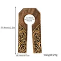 Poids d'oreille en forme de U en acier inoxydable avec bois sculpté et motif filigrane - Style Sculpté Épissé de Bois (1)