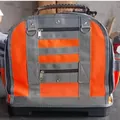 Detailansicht der multifunktionalen Werkzeugtasche mit großem Fassungsvermögen und Reißverschluss - Schwarz Orange
