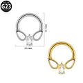 G23 titanium scharnierend segment neusring met peer zirkoon in zilver en goud finish - Peervormige Holle Stijl (#-2) / 1.2*8mm / Zilver