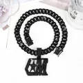 Luxe hiphop ketting met zwarte CM letter hanger en bijpassende Cubaanse schakelketting - Ketting / Zwart
