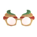 Front view showing the decorative cupcake design on children sunglasses for party use - Beige