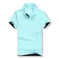 Polo azzurra a maniche corte con profili blu scuro a contrasto e dettaglio doppio orlo - Taglia S / Top / Blu Chiaro/Navy