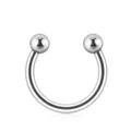 Stainless steel circular barbell horseshoe piercing ring with internally threaded ball ends - Horseshoe Ring-1.2*10*3mm / As Shown / Silver