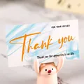 Detailed view of a blue marble thank you card for customer appreciation orders - Blue Sketch (80300)