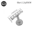 Piercing labret de titanio G23 con rosca interna y barra rectangular de 5 circonitas - Estilo en T 5 Piedras / 1.2*8mm / Color acero