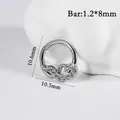 Anello per setto in acciaio inossidabile argento con zirconi bianchi e misure indicate - Stile Zirconia a Onda (NO-2) / 1.2*8mm / Argento
