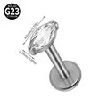 Solid G23 titanium labret stud with marquise cut zircon, dimensions 4.5mm x 2.3mm - Marquise Cut Style / 1.2*8mm / Silver