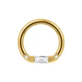 Gold hinged segment ring with emerald-cut zircon and bead accents - 矩形锆石款(FD1102H) / 1.2*8mm / Gold