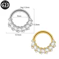 Premium G23 titanium septum ring with 16g thickness and marquise cut CZ stone detailing - Marquise Sunburst Radiance Style (#-3) / 1.2*8mm / Steel