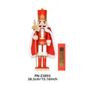 Schiaccianoci tradizionale da 38,5 cm in legno rosso e bianco con mantello e alabarda dorata - Soldato con Ascia e Mantello Rosso (Z3893) / 38cm